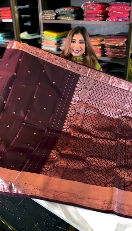 Jazzy Wine Soft Banarasi Silk Saree With Snazzy Blouse Piece