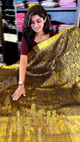Gratifying Brown Soft Banarasi Silk Saree With Alluring Blouse Piece