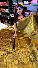 Gratifying Brown Soft Banarasi Silk Saree With Alluring Blouse Piece