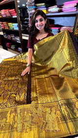 Gratifying Brown Soft Banarasi Silk Saree With Alluring Blouse Piece
