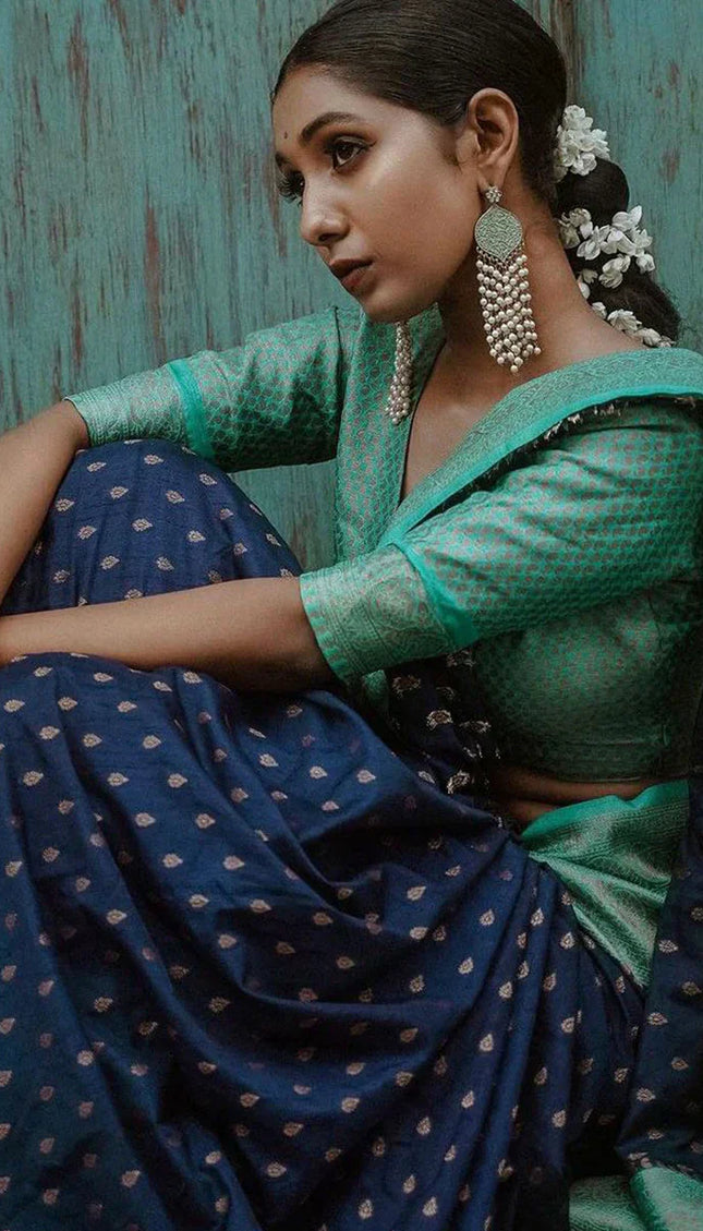 Beautiful Navy Blue Soft Silk