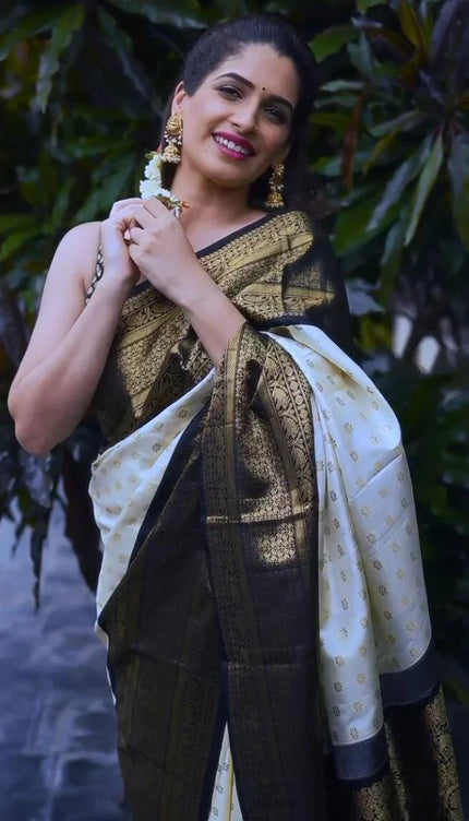 Exceptional Off White Soft Silk Saree