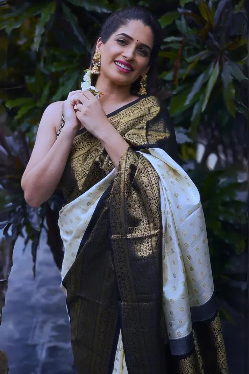 Exceptional Off White Soft Silk Saree