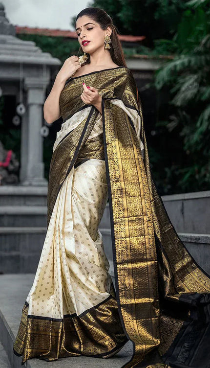 Exceptional Off White Soft Silk Saree