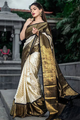 Exceptional Off White Soft Silk Saree