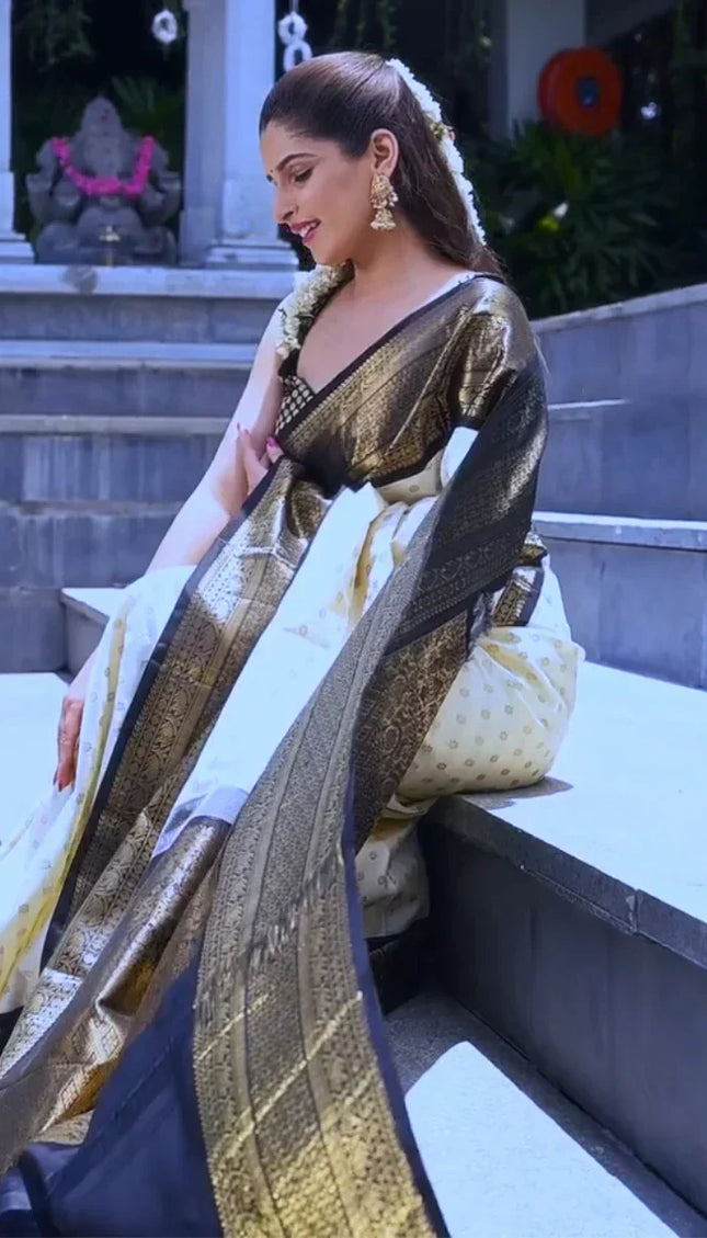 Exceptional Off White Soft Silk Saree