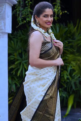 Exceptional Off White Soft Silk Saree