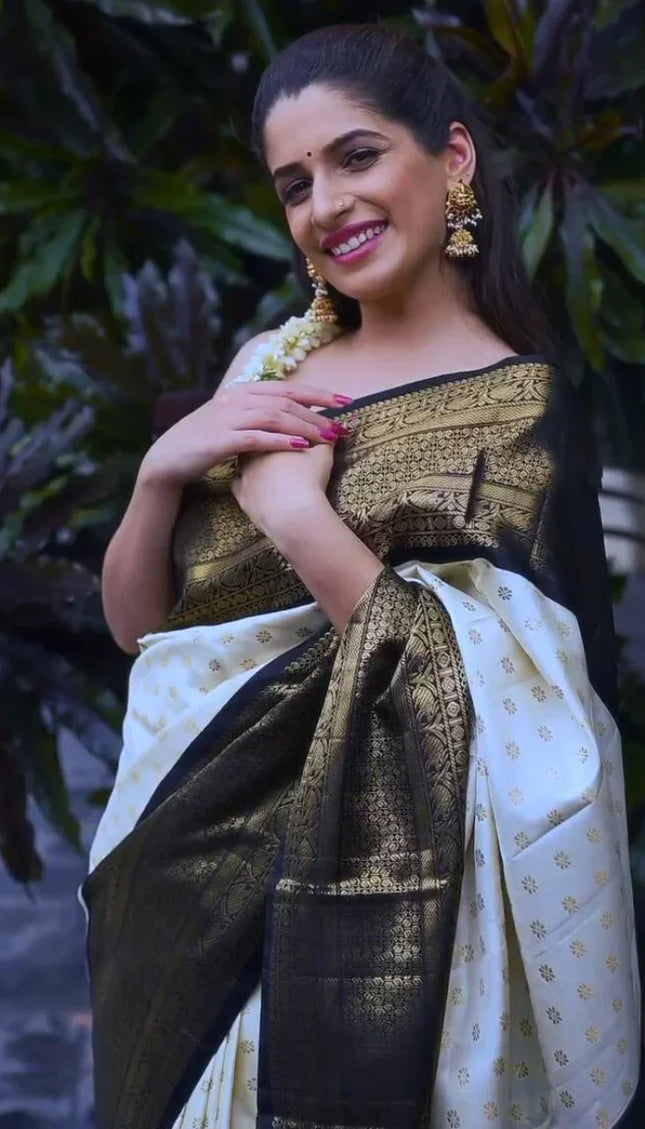 Exceptional Off White Soft Silk Saree