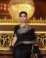 Shivi  – Black Banarasi Silk Saree with Jacquard Zari Border