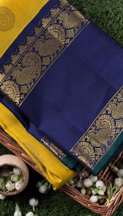 Faded Yellow Banarasi Silk Saree