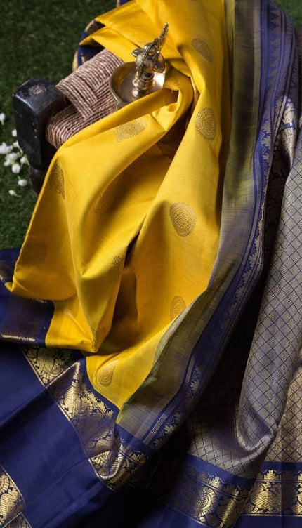 Faded Yellow Banarasi Silk Saree