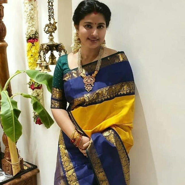 Faded Yellow Banarasi Silk Saree