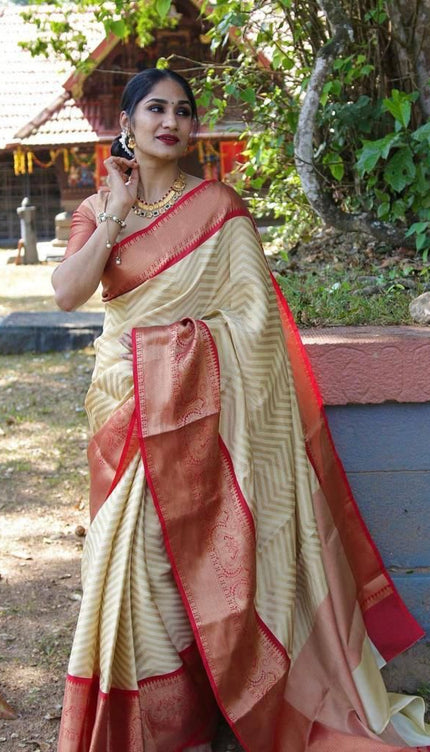 Liniment White Banarasi Silk Saree