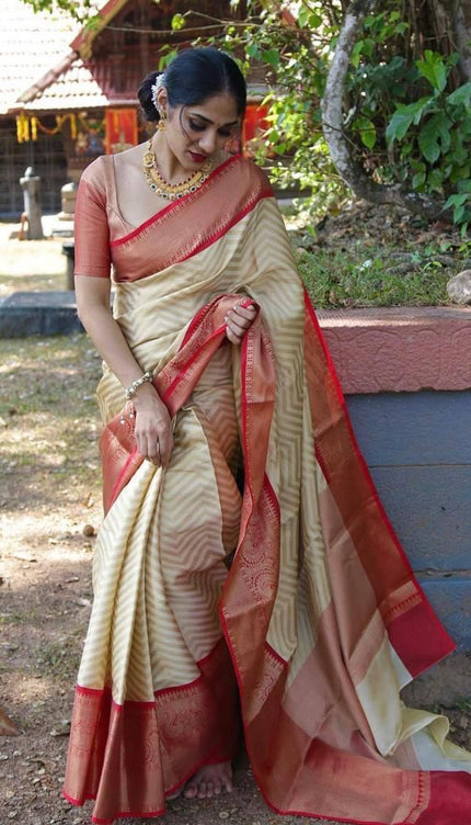 Liniment White Banarasi Silk Saree