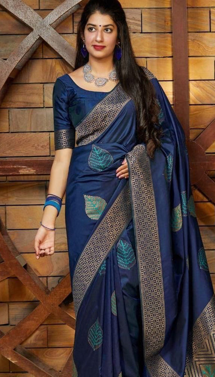 Cerulean Blue Banarasi Silk Saree