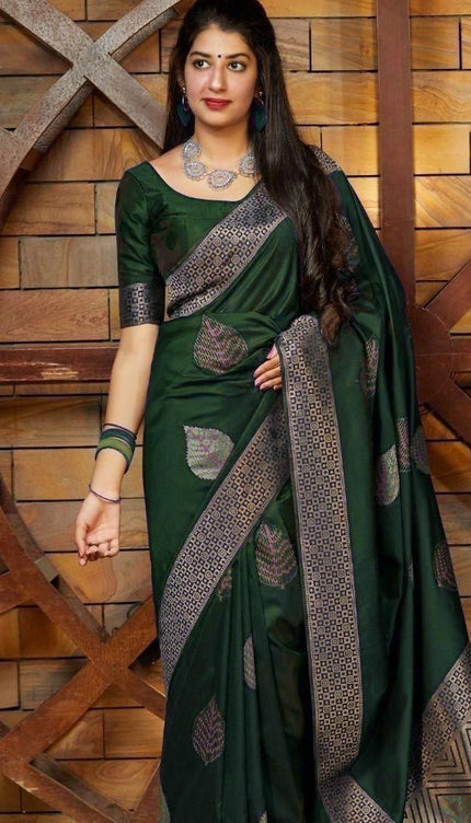 Foliage Green Banarasi Silk Saree