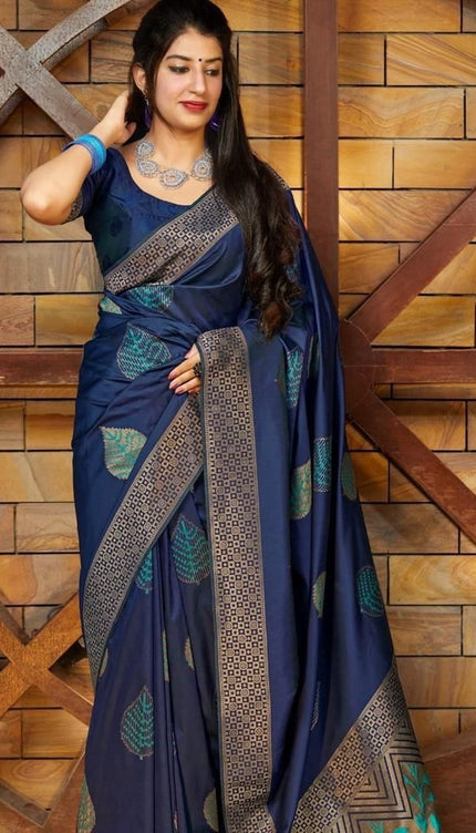 Cerulean Blue Banarasi Silk Saree