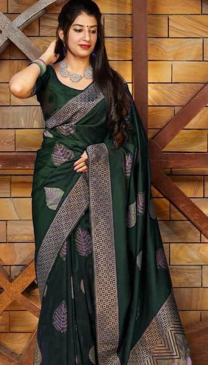 Foliage Green Banarasi Silk Saree