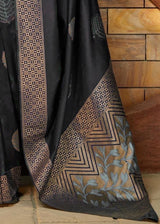 Cavernous Black Banarasi Silk Saree