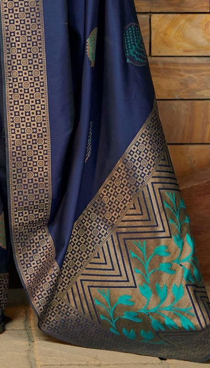 Cerulean Blue Banarasi Silk Saree