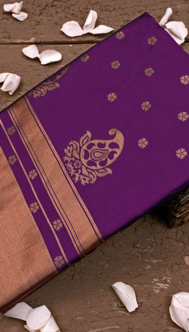 Lilac Purple Banarasi Silk Saree