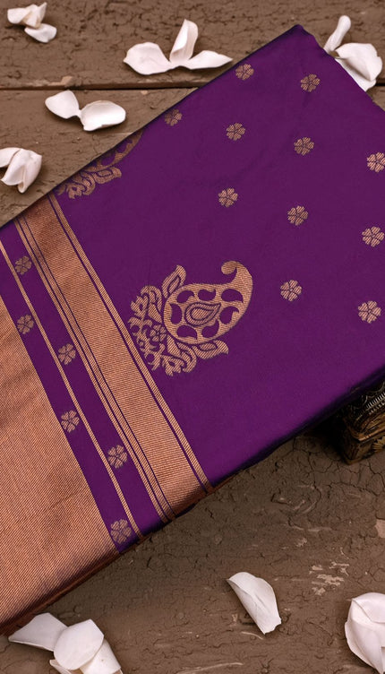Lilac Purple Banarasi Silk Saree