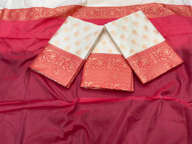 Ointmen White  Banarasi Silk Saree