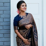 Dusky Blue Banarasi Silk Saree