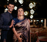 Dusky Blue Banarasi Silk Saree