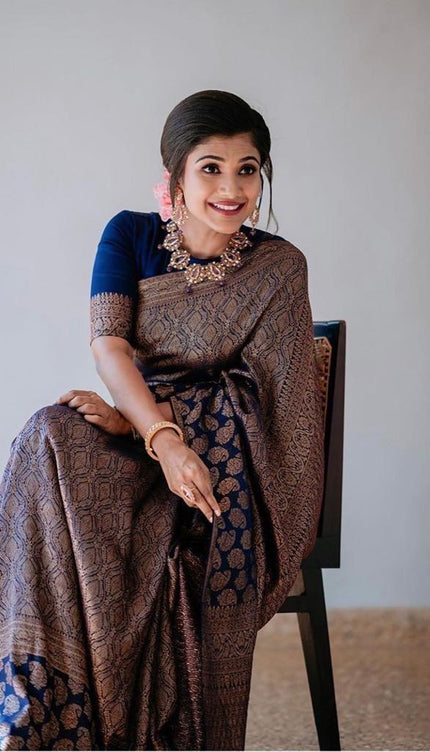 Dusky Blue Banarasi Silk Saree