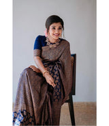 Dusky Blue Banarasi Silk Saree