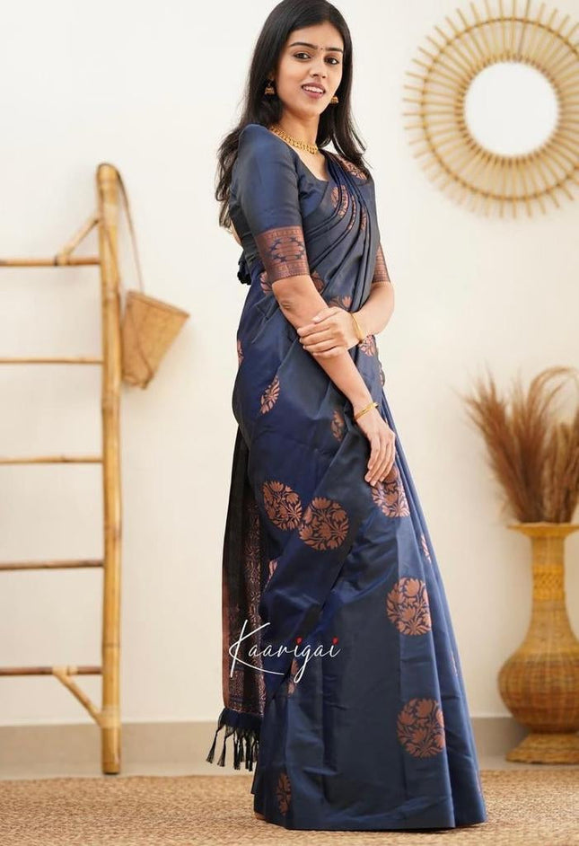 Neon Blue Banarasi Silk Saree