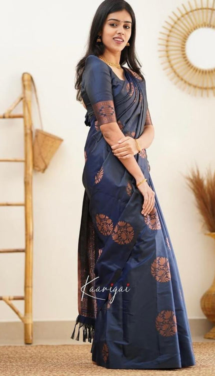 Neon Blue Banarasi Silk Saree