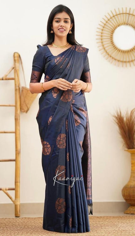 Neon Blue Banarasi Silk Saree