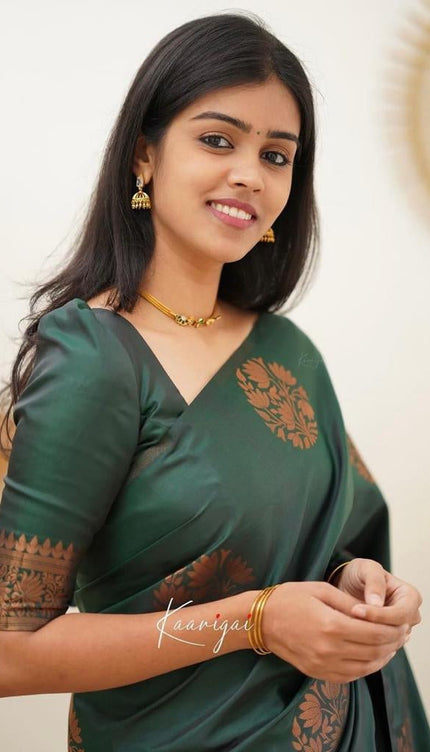 Kelly Green Banarasi Silk Saree