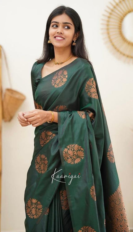 Kelly Green Banarasi Silk Saree