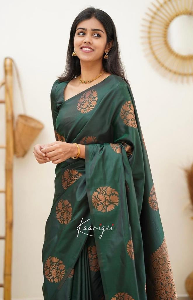 Kelly Green Banarasi Silk Saree