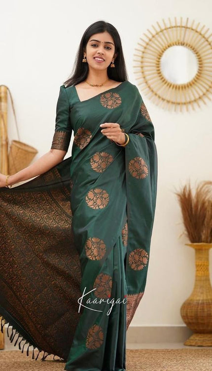 Kelly Green Banarasi Silk Saree