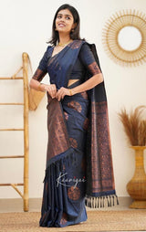 Neon Blue Banarasi Silk Saree