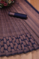 Dusky Blue Banarasi Silk Saree