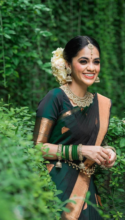 Basil Green Banarasi Silk Saree