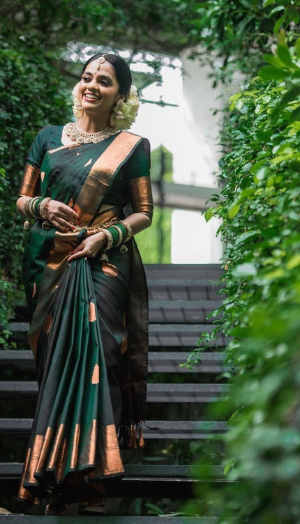 Basil Green Banarasi Silk Saree