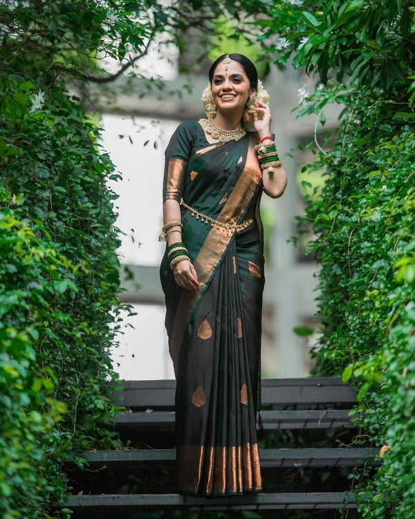 Basil Green Banarasi Silk Saree
