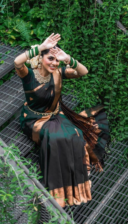 Basil Green Banarasi Silk Saree