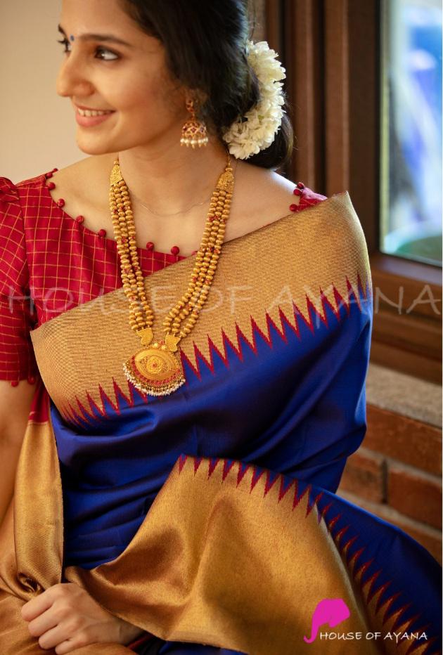 Chapfallen Blue Woven Banarasi Silk Saree