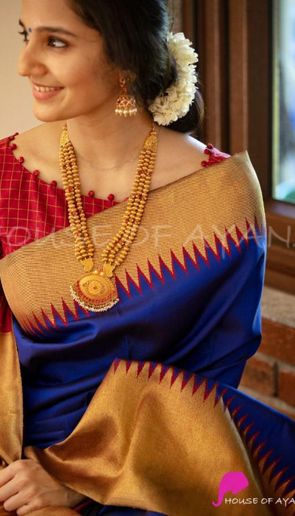 Chapfallen Blue Woven Banarasi Silk Saree