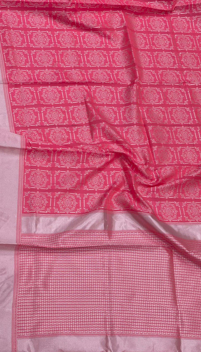 Halcyon Pink Woven Banarasi Silk Saree