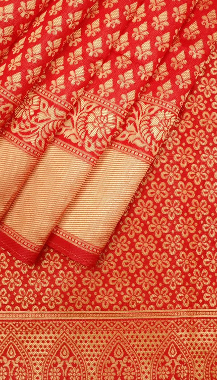 Vermeil Red Banarasi Silk Saree
