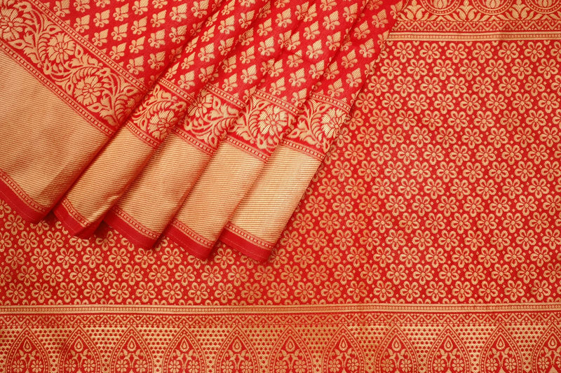 Vermeil Red Banarasi Silk Saree