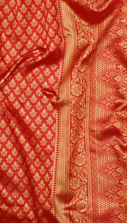 Vermeil Red Banarasi Silk Saree